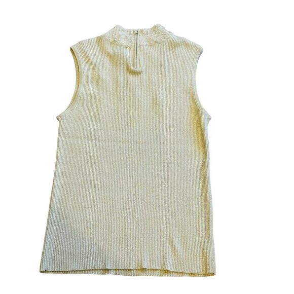 10/$25🦋 Vintage Lauren Michelle Cream Pearl Mock Turtleneck Tank - Size Large - Picture 8 of 11